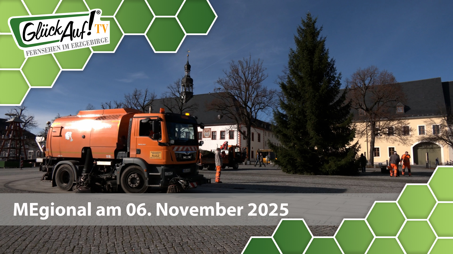 MEgional am 06. November mit dem Thema: Weihnachtsbaum aufgestellt auf dem Marienberger Markt